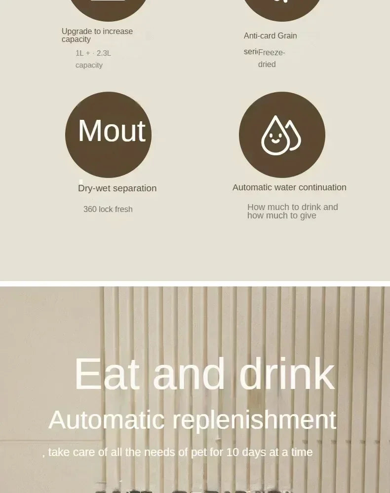 Automatic Feeder Food Bowl With Water Fountain