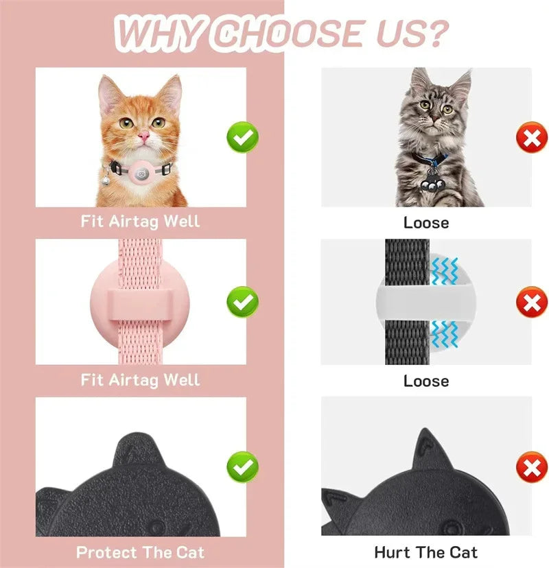Pet Collar Compatible with Apple Airtag with Bell