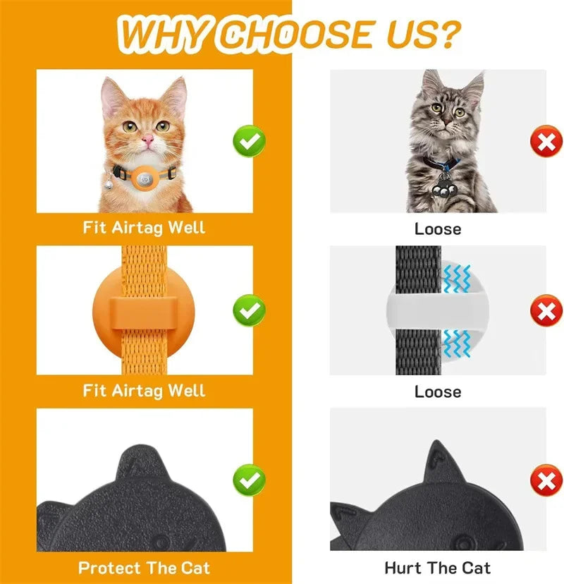Pet Collar Compatible with Apple Airtag with Bell