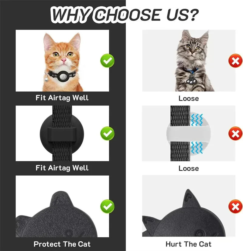 Pet Collar Compatible with Apple Airtag with Bell