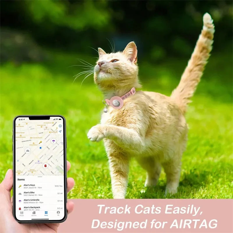 Pet Collar Compatible with Apple Airtag with Bell