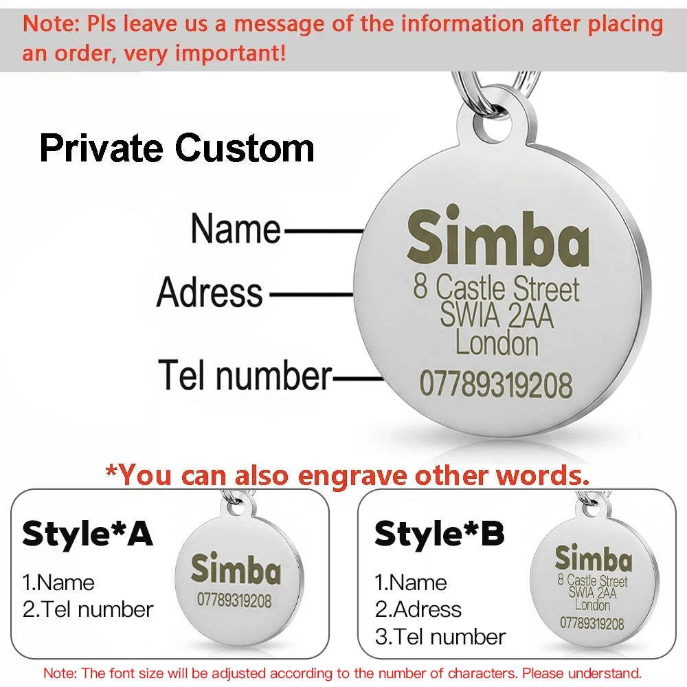 Personalized Pet Plate Tags Engraved