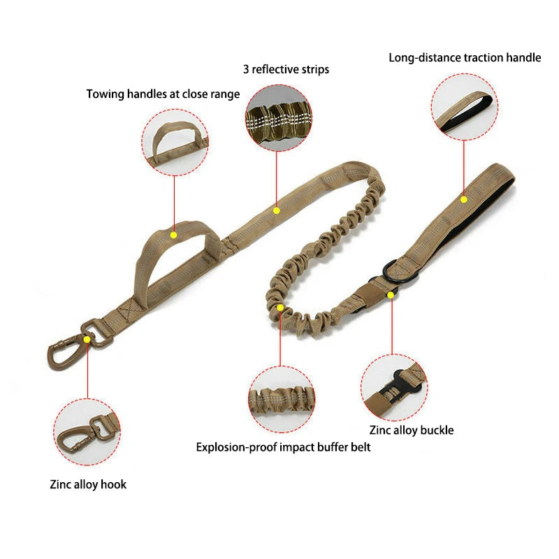 Reflective Tactical Dog Collar & Leash